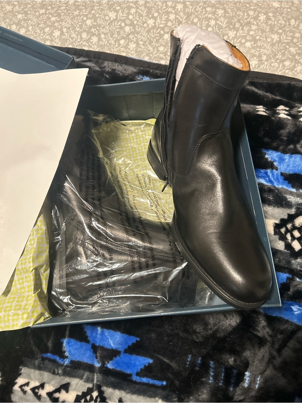Florsheim Black Leather Side-Zip Ankle Boots